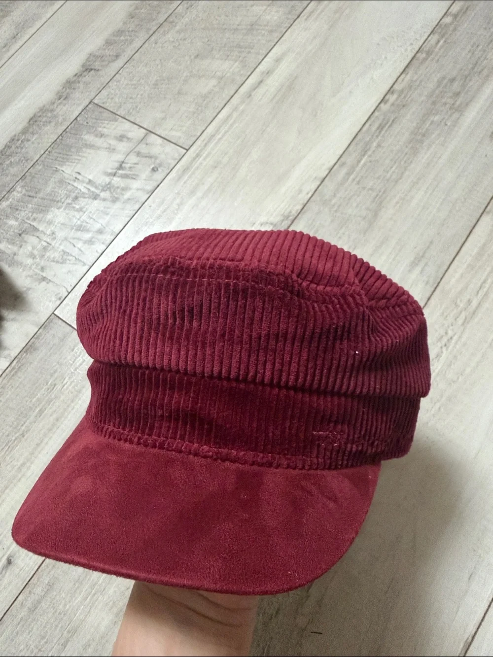 True Religion Corduroy Baker Boy Cap in Burgundy